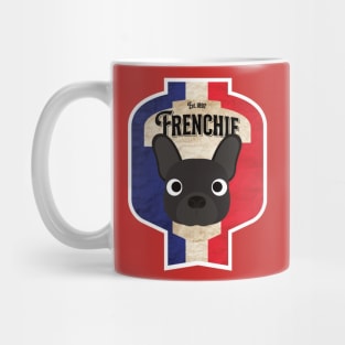 Frenchie - Distressed French Bulldog Beer Label Design Mug